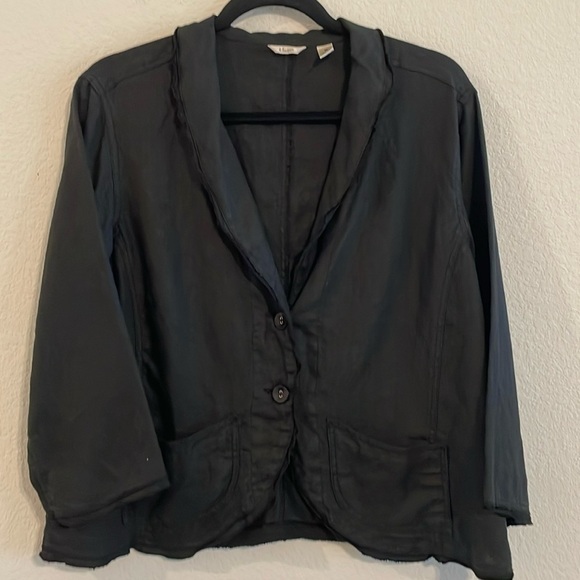 Kleen Women Blazer Medium Black Classic 100% Linen Preppy Contemporary Preppy - Picture 1 of 13
